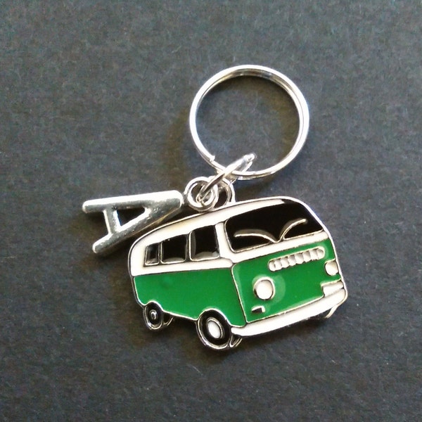 AD-ONZ: Camper Van (Green or Red) KEYRING Accessory Personalised