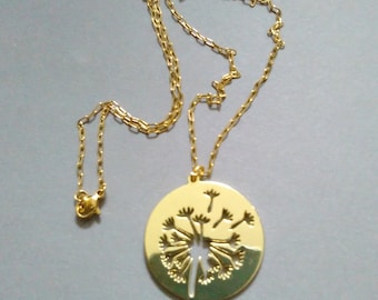 Golden Dandelion Pendant NECKLACE