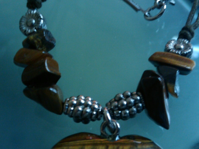 Tiger Eye Heart Shaped Stone Pendant