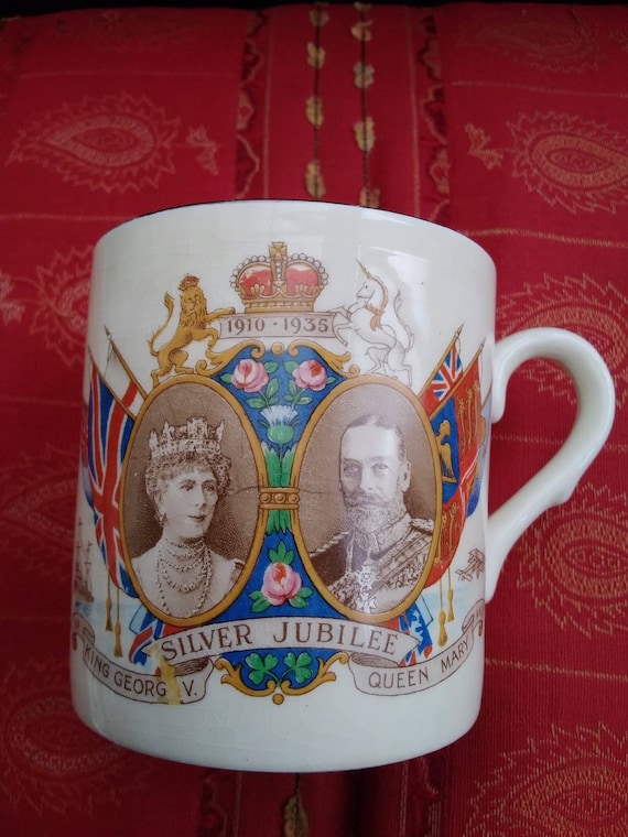 Silver Jubilee Mug King V and Queen Mary Etsy