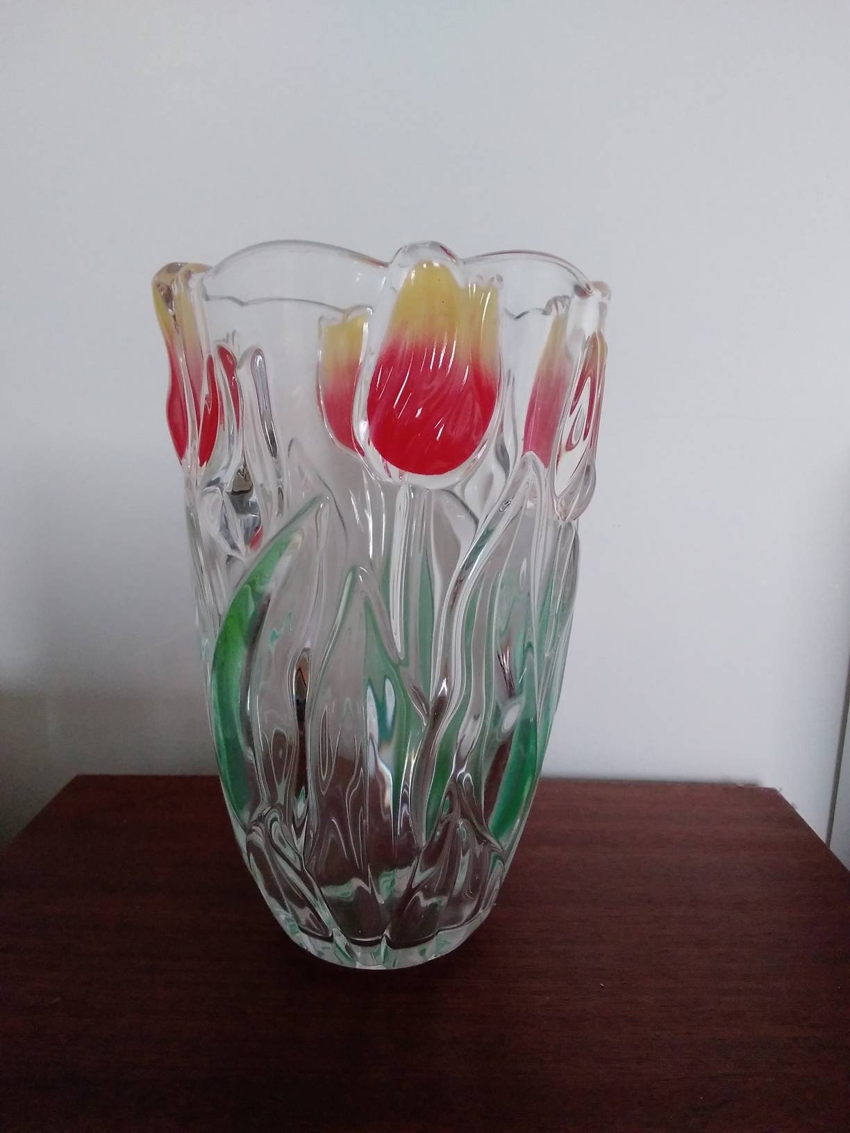 Vintage solid glass one fleur vase Walther glass Germany 1970s Vases