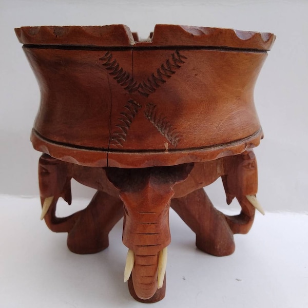 Carved elephant plant or ornament stand