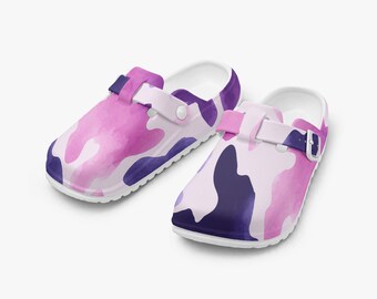 Pink Purple Watercolor Clogs: Soft Stylish EVA Shoes