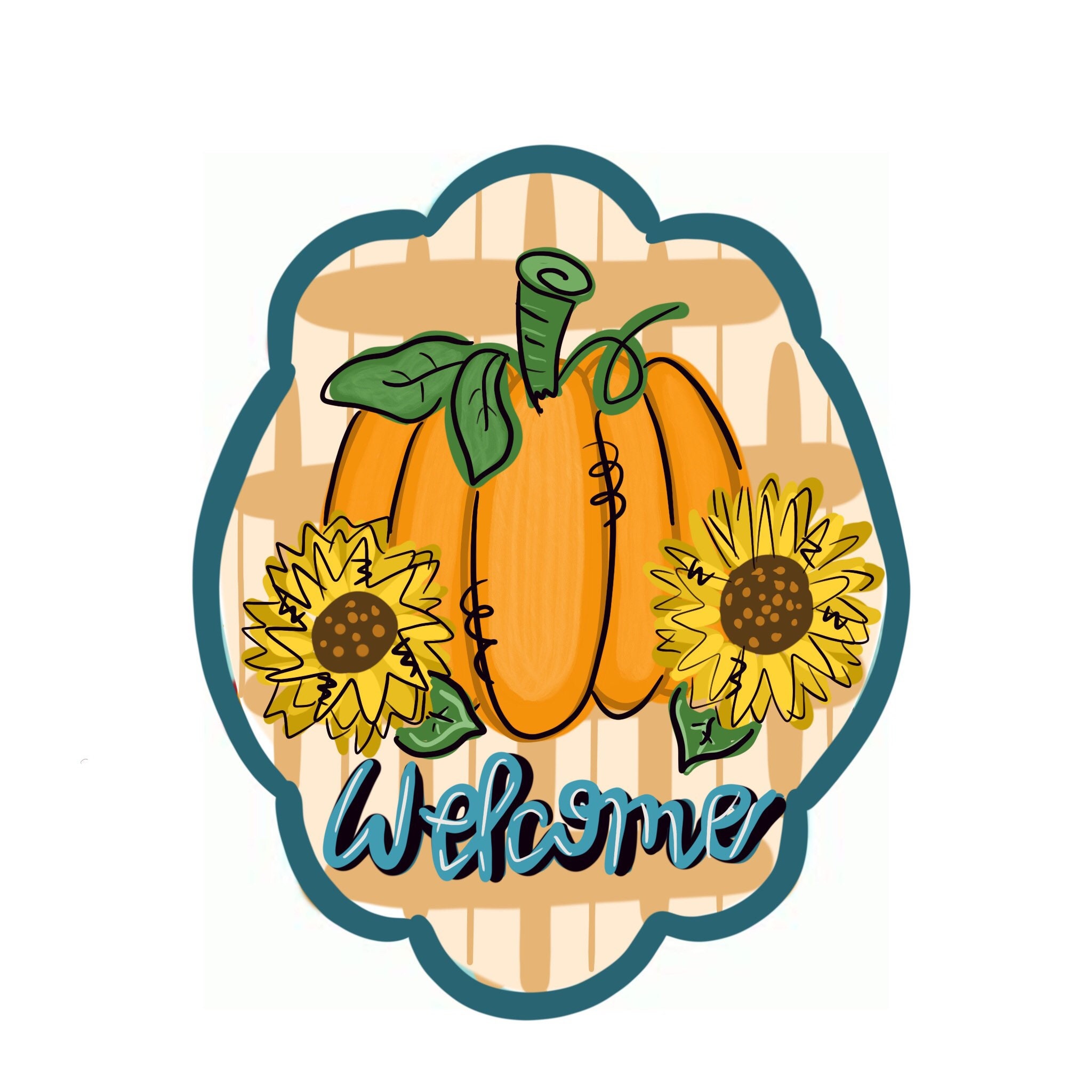 and sunflower door hanger Plaid pumpkin