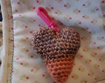 Crochet heart bookbag keychain