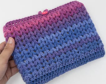 Handmade Crochet Book Sleeve: Padded Protector, Multicolor Acrylic