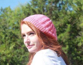 Knit Slouchy  Beanie | Slouchy fall beanie | Fall Beanie | Pink hipster beanie | Lightweight Beanie | Ready to ship