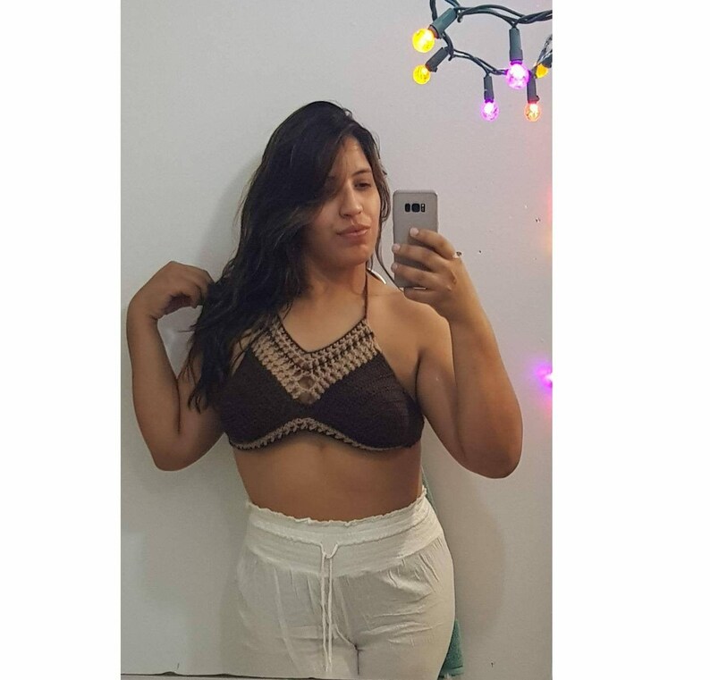 Festival Crop Top Halter top Handmade Bralette Mesh Crop Top Crochet crop top Ready to Ship Handmade Crop Top