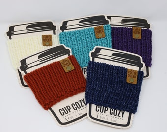 Coffee Queen | Knit Coffee Cozies| Handmade Coffee Cup Cozies| Simple Cup Cozies | Coffee Cup Cozie | Multicolor | Cup Cozie | Ready to ship
