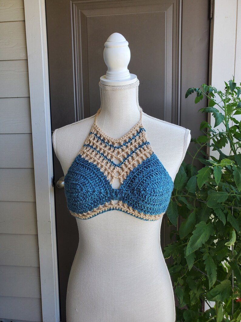 Festival Crop Top Halter top Handmade Bralette Mesh Crop Top Crochet crop top Ready to Ship Handmade Crop Top