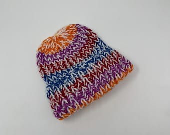Handmade Chunky Knit Beanie | Multicolor Speckled Double Brim