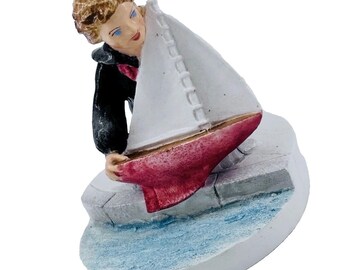 Vintage Sebastian Miniature Colonial Girl With Toy Boat “Sailing Days” Chalkware Collectible Figurine Numbered