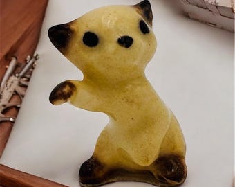 Hagen Renaker Small Ceramic Boxing Siamese Kitten Figurine Vintage