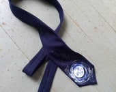 Hand painted moon face night sky necktie