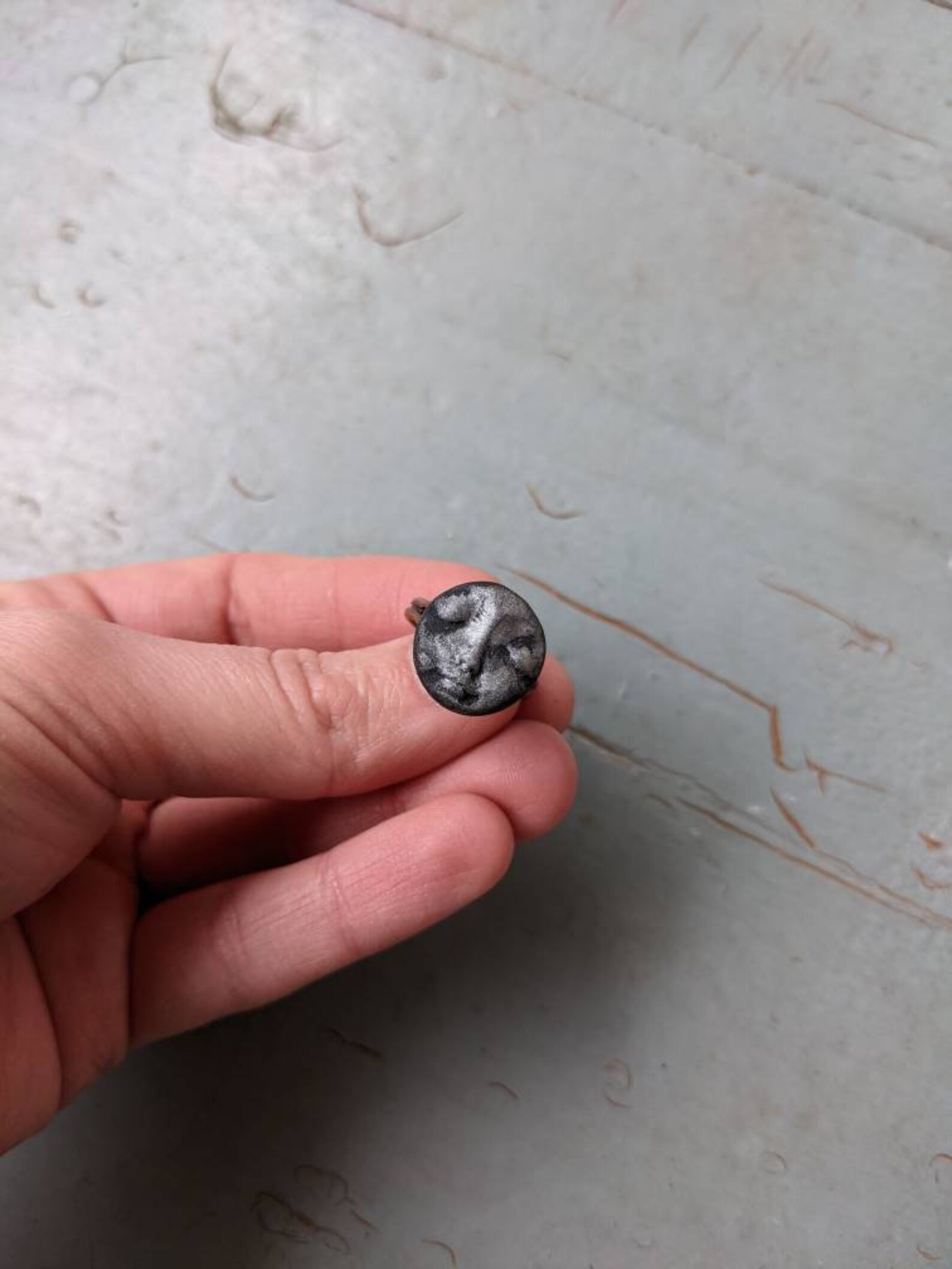 Handmade Polymer Clay Moon Face Stacking Ring - Etsy