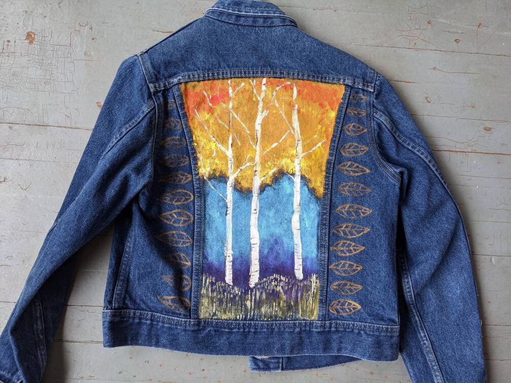 ◆THE MUSEUM VISITOR◆ HAND PAINTED DENIM JACKET BROWN 10117 HAND PAINTED DENIM JACKET (BROWN) : THE MUSEUM VISITOR