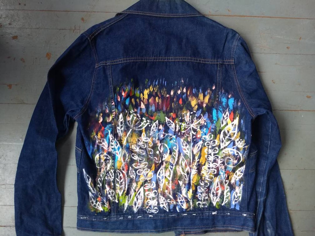 Vintage Upcycled Hand Painted Denim Jacket, Wildflowers - Etsy
