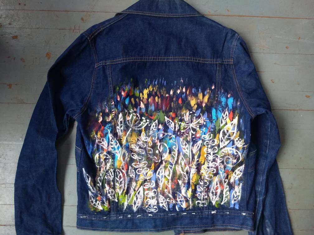 Paisley Denim Jacket Autumn Vintage Flower Oil Painting Jacket Men's Loose Casual main image 1