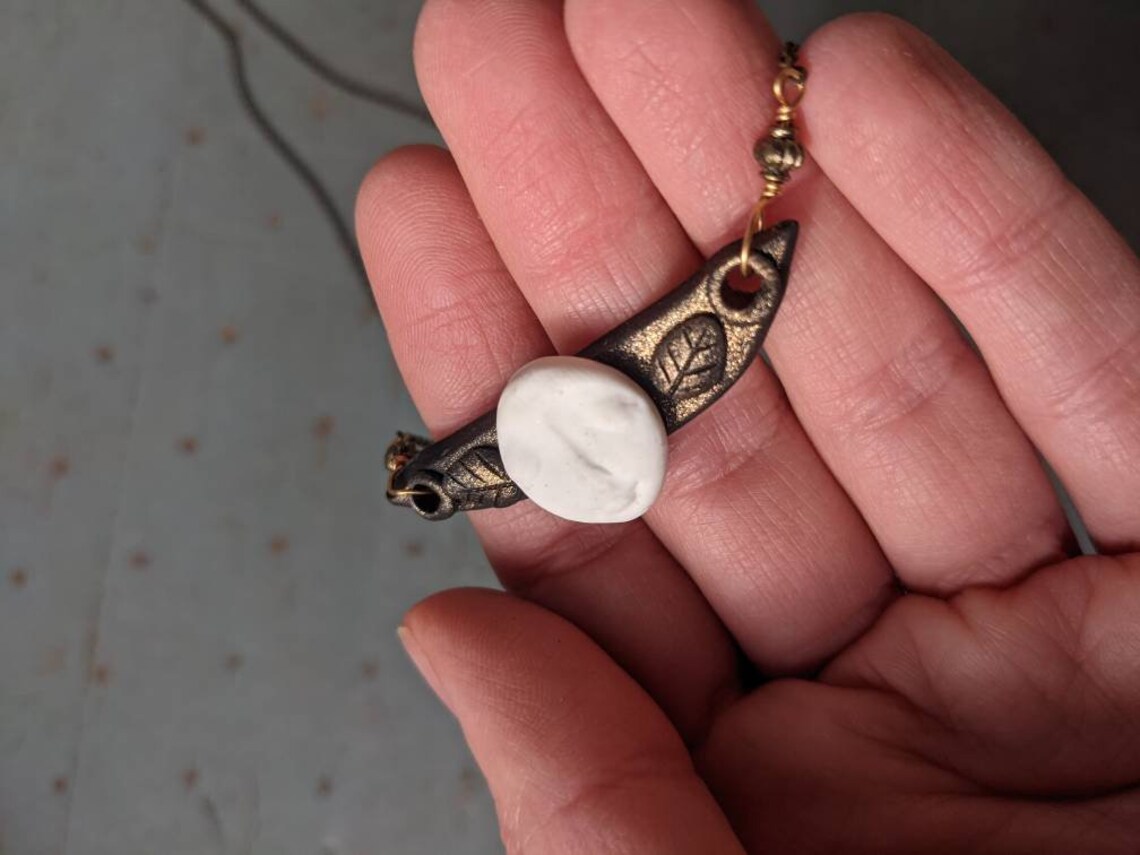 Handmade Polymer Clay Magical Full Moon Face and Leaf Pendant - Etsy