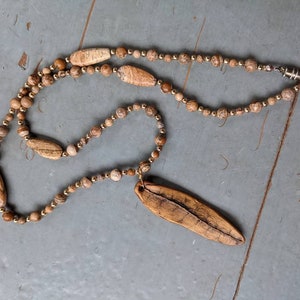 Handmade polymer clay fern and jasper bead necklace