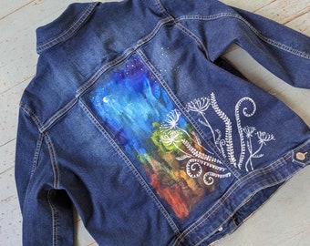 Hand painted wildflower denim jacket