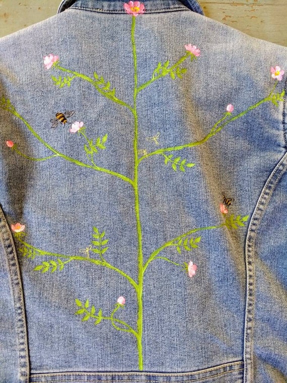 Hand Painted Bees Roses and Fairies Jacket | Etsy