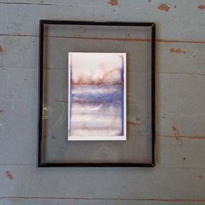 Framed original wet on wet watercolor painting of a winter trees landscape