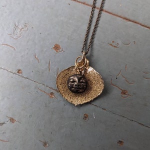 Handmade Polymer Clay Full Dark Moon Face and Skeleton Leaf Pendant - Etsy