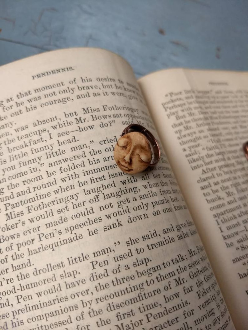 Handmade Polymer Clay Full Moon Face Ring - Etsy