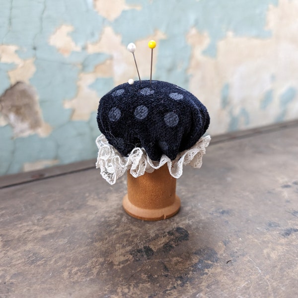 Handmade velvet mushroom pin cushion