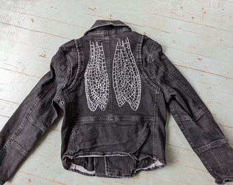 Punk rock pixie black denim moto jacket