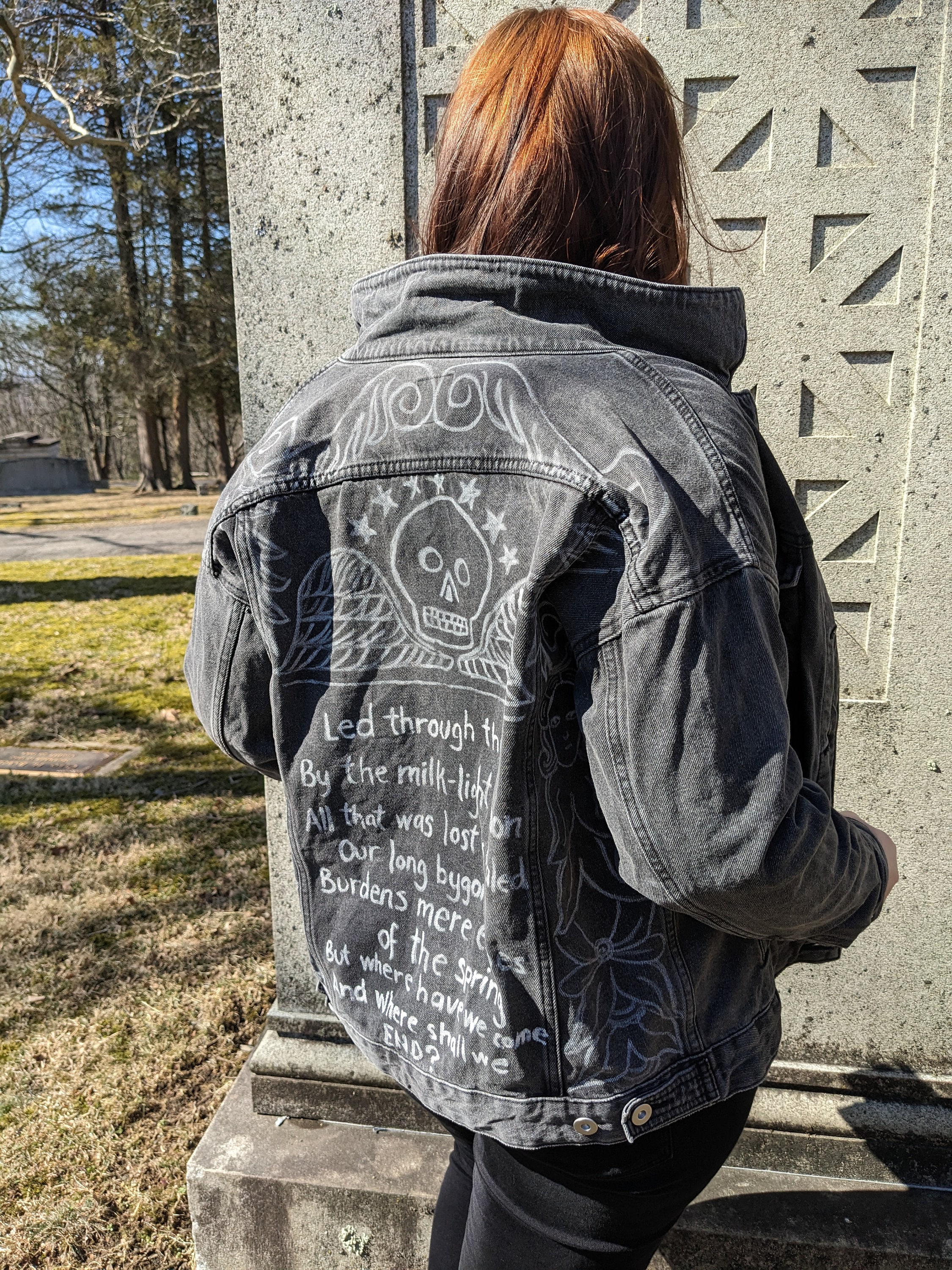 Goth Gravestone Painted Jean Jacket - Etsy