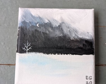 Small original winter tree painting