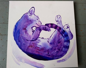 Hand painted original sky cat constellation art