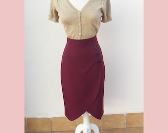 High waistband skirt/ women skirt/ Tulip skirt/ Lindy Hop skirt/ Retro skirt/ Skirt with Buttons/ 30s style/ 40s fashion/ Handmade skirt