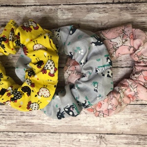 Farm Animal Scrunchie- Cartoon Pigs Scrunchies Chicken Hair Scrunchie, Cute Cow Scrunchey