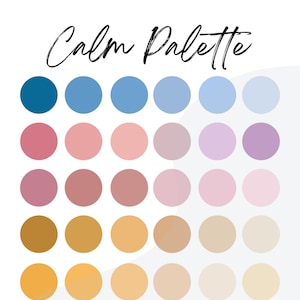 Tranquil Tones Palette, PROCREATE Kleurenpalet, Pastelkleuren, Direct downloaden, Grafisch ontwerp, Ontspannende tinten, Kleurenstalen