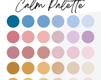 Tranquil Tones Palette, PROCREATE Color Palette, Pastel Colors, Instant Download, Graphic Design, Relaxing Tones, Swatches