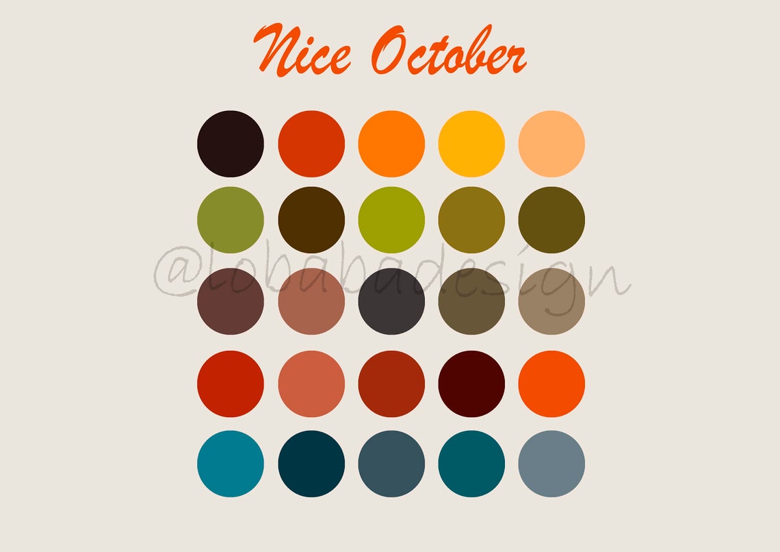 October Fall Color Palette Color Swatches Etsy
