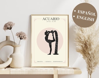 Downloadable Aquarius Illustration for Zodiac Decor, Customizable Astrological Art, Ideal Gift for Astrology Lovers