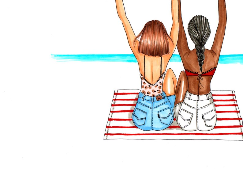 decoration fashion Illustration,print Bff print Gif for her Best friend forever fashion print Illustration digital download art wall