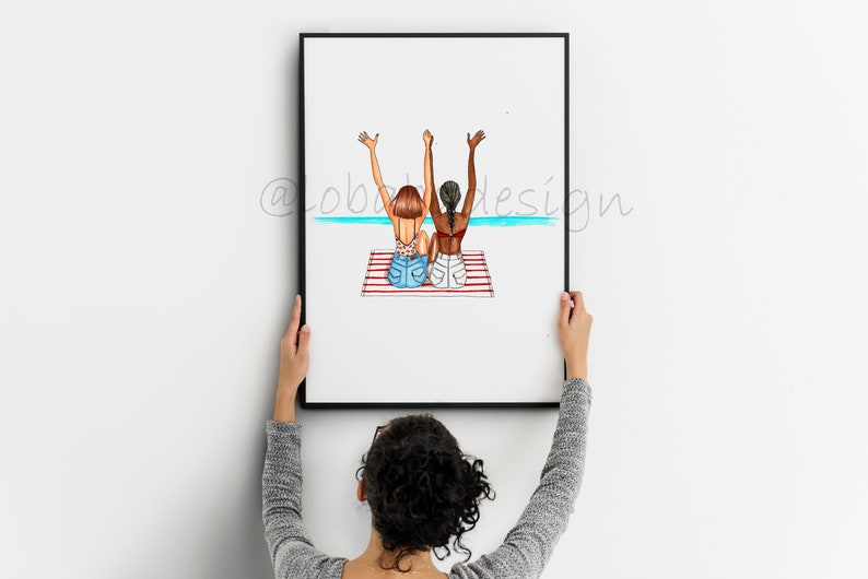 decoration fashion Illustration,print Bff print Gif for her Best friend forever fashion print Illustration digital download art wall