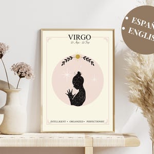 Ilustración Descargable de Virgo para Decoración Zodiacal , Arte Astrológico Personalizable, Regalo Ideal para Amantes de la Astrología
