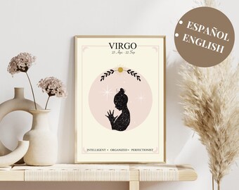 Downloadable Virgo Illustration for Zodiac Decor, Customizable Astrological Art, Ideal Gift for Astrology Lovers