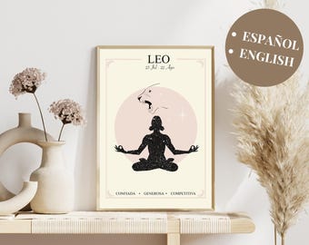 Downloadable Leo Illustration for Zodiac Decor, Customizable Astrological Art, Ideal Gift for Astrology Lovers
