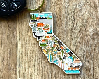 California Keychain, California Gift Ideas, California Christmas Gift, Home State Keychain, Stocking Stuffer Ideas, California Wedding Favor