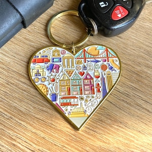 San Francisco Keychain, San Francisco Gift, Enamel Keychain, San Francisco Wedding, Going Away Gift, Friend Moving Gift, New Home Keyring