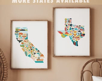 State Print Bundle, State Map Set, Home State Wall Art Decor, Going Away Gift, Goodbye Moving Gift, Housewarming Gift, State Travel Poster