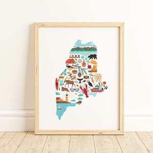 Maine Wall Art, Maine Print, Maine Map, Home State Print, Going Away Gift, Moving Gift, Housewarming Gift, Dorm Decor Poster, Goodbye Gift
