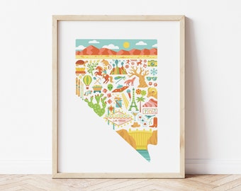 Nevada Print, Nevada Wall Art, Nevada Gift, Home State Map Print, Going Away Gift, Moving Gift, Housewarming Gift, Dorm Decor Poster
